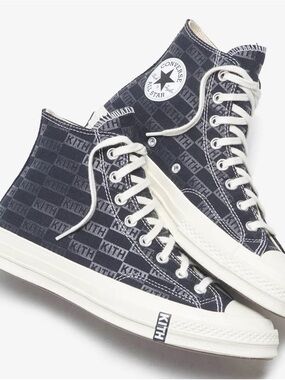 KITH Converse High Top Sneakers in Black and White - KITH Checker Pattern